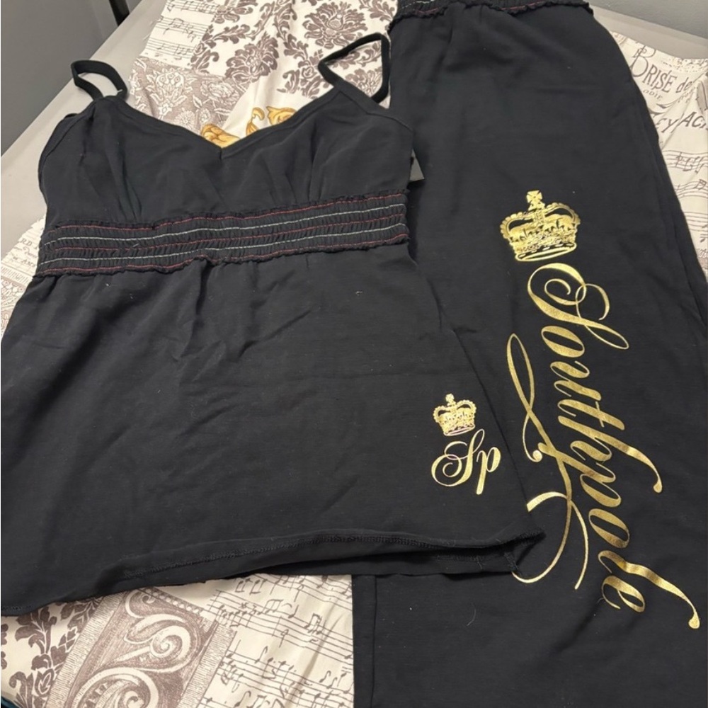 South Pole Black and Gold Women's Pajama Set